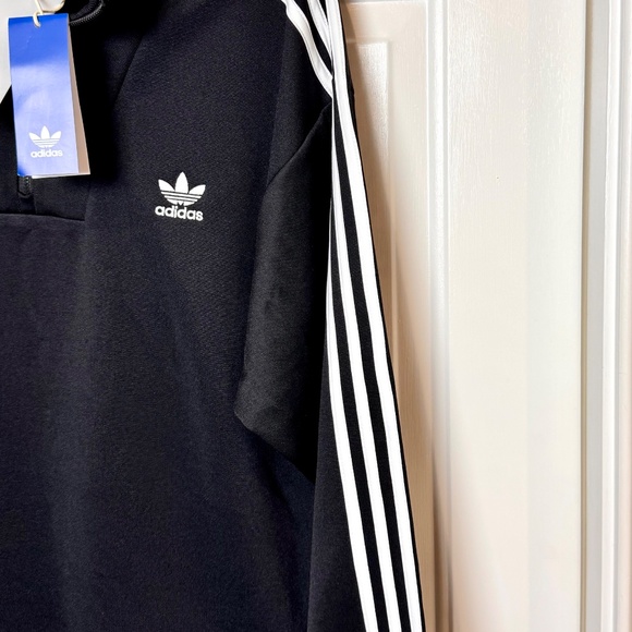 NWT Adidas Men's Funnelneck 3 Stripes Black Track Jacket Size Medium - Picture 5 of 7